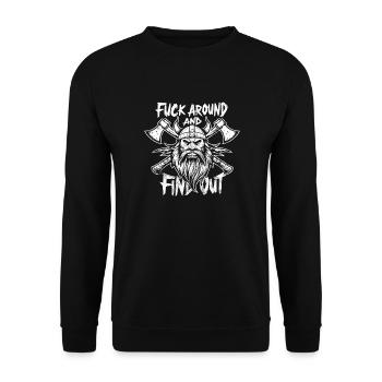 FAFO, scheiß auf den Wikinger und finde es heraus - Unisex Pullover - Schwarz - Vorne - Alina (178cm) & Michal (187cm)