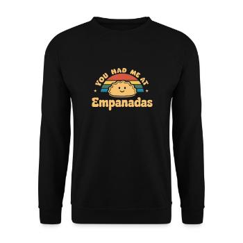 Du hattest mich bei Empanadas Food lover - Unisex Pullover - Schwarz - Vorne - Alina (178cm) & Michal (187cm)