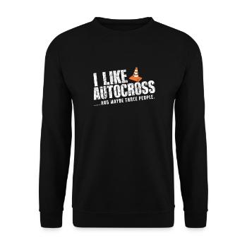 Lustiges Autocross Ich mag Autocross und drei Leute - Unisex Pullover - Schwarz - Vorne - Alina (178cm) & Michal (187cm)
