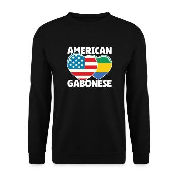 Gabunische Wurzeln und Gabunische Amerikanische Flagge - Unisex Pullover - Schwarz - Vorne - Alina (178cm) & Michal (187cm)