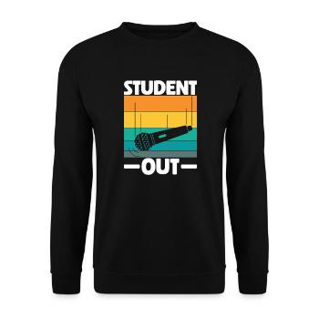 Student Out Mic Drop Abschluss im Ruhestand - Unisex Pullover - Schwarz - Vorne - Alina (178cm) & Michal (187cm)