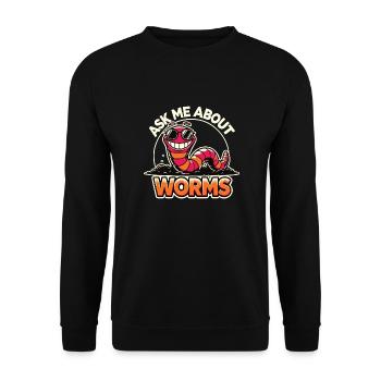 Ask me about my Worms Funny Composter Gardening - Unisex Sweatshirt - black - Front - Alina (178cm) & Michal (187cm)