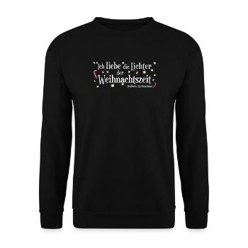 Ich liebe Weihnachten, Lichter der Weihnachtszeit - Unisex Pullover - Schwarz - Vorne - Alina (178cm) & Michal (187cm)