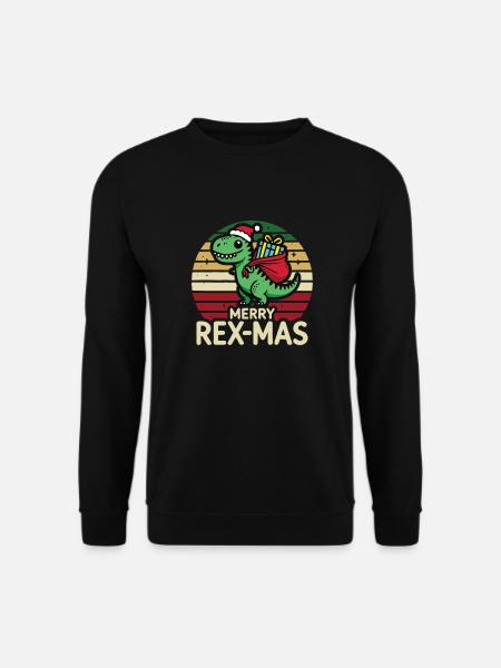 Merry Rex Mas T-Rex Dinosaurier Weihnachten Lustiger Humor - Unisex Pullover - Schwarz