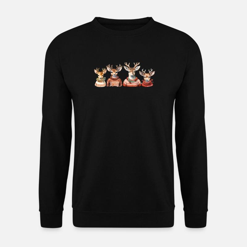 Reindeer Quartet Knitted Sweater - Unisex Sweatshirt - black