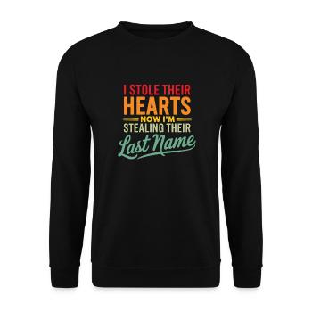 Ich habe ihre Herzen gestohlen, jetzt stehle ich ihre letzten - Unisex Pullover - Schwarz - Vorne - Alina (178cm) & Michal (187cm)