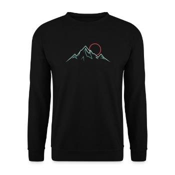 Minimalist Mountain Range with Rising Sun - Unisex Sweatshirt - black - Front - Alina (178cm) & Michal (187cm)