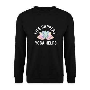 Life Happens Yoga Helps Meditation Mindfulness - Unisex Sweatshirt - black - Front - Alina (178cm) & Michal (187cm)