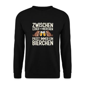 Une bière s’insère toujours entre le foie et les reins - Sweat-shirt Unisexe - noir - Devant - Alina (178cm) & Michal (187cm)