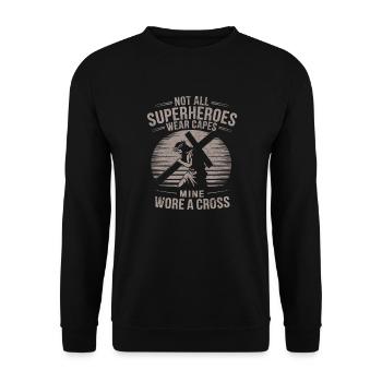 Tous les super-héros ne portent pas de capes, le mien portait une croix - Sweat-shirt Unisexe - noir - Devant - Alina (178cm) & Michal (187cm)