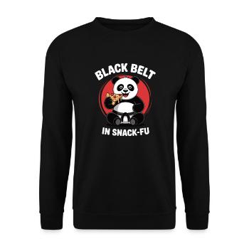 Schwarzer Gürtel in Snack-Fu Funny Food Lover Panda - Unisex Pullover - Schwarz - Vorne - Alina (178cm) & Michal (187cm)