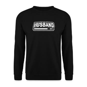 Barre de chargement « mari » du marié - Motif d’enterrement de vie de garçon - Sweat-shirt Unisexe - noir - Devant - Alina (178cm) & Michal (187cm)