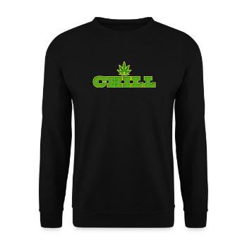 Feuille de cannabis et conception de la typographie Chill - Sweat-shirt Unisexe - noir - Devant - Alina (178cm) & Michal (187cm)