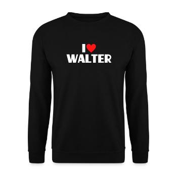 J'adore Walter Red Heart, fan du nom romantique - Sweat-shirt Unisexe - noir - Devant - Alina (178cm) & Michal (187cm)