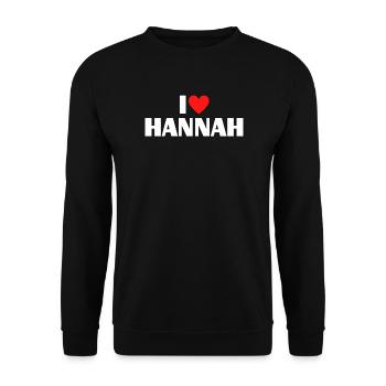 I love Hannah Red Heart Romantic Name Fan - Unisex Sweatshirt - black - Front - Alina (178cm) & Michal (187cm)