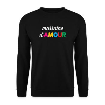 Marraine d'Amour - Famille - Baptême - Sweat-shirt Unisexe - noir - Devant - Alina (178cm) & Michal (187cm)