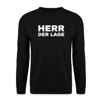 Herr der Lage - Unisex Pullover - Schwarz - Vorne - Alina (178cm) & Michal (187cm)