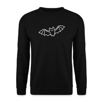 Fledermaus Skizze – schlichtes Halloween Tiermotiv - Unisex Pullover - Schwarz - Vorne - Alina (178cm) & Michal (187cm)