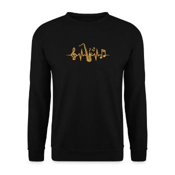 Saxophone Heartbeat Saxophoniste Musicien Saxophone - Sweat-shirt Unisexe - noir - Devant - Alina (178cm) & Michal (187cm)