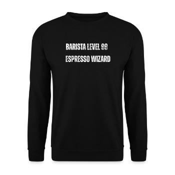 Barista Level99 Espresso Wizard - Unisex Pullover - Schwarz - Vorne - Alina (178cm) & Michal (187cm)