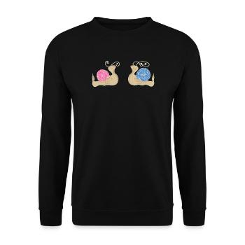 Männchenschnecke Mädchen Schnecke fossil - Unisex Pullover - Schwarz - Vorne - Alina (178cm) & Michal (187cm)