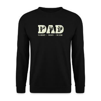Der Arborist, die Legende – Lustiges Arborist-Geschenk - Unisex Pullover - Schwarz - Vorne - Alina (178cm) & Michal (187cm)