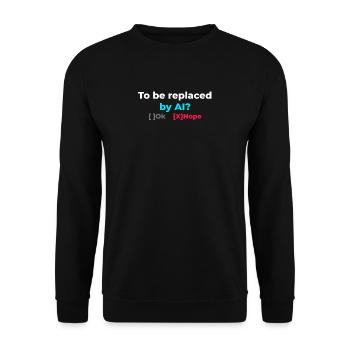 Nein, KI wird Menschen nicht ersetzen - Unisex Pullover - Schwarz - Vorne - Alina (178cm) & Michal (187cm)