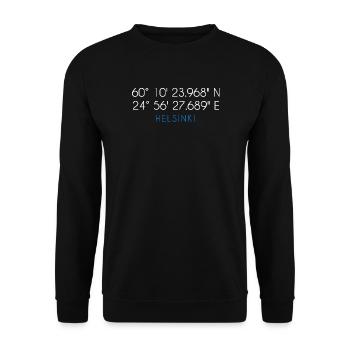 Helsinki Finland coordinates - Unisex Sweatshirt - black - Front - Alina (178cm) & Michal (187cm)