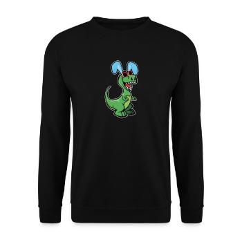 T Rex Dinosaur Easter - Unisex Sweatshirt - black - Front - Alina (178cm) & Michal (187cm)