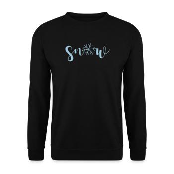 Snow Schnee Schneeflocke Handlettering Winter Xmas - Unisex Pullover - Schwarz - Vorne - Alina (178cm) & Michal (187cm)