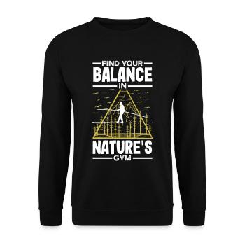 Find your balance in nature's gym - Unisex Sweatshirt - black - Front - Alina (178cm) & Michal (187cm)