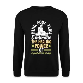 , corps, puissance de flux du drainage lymphatique - Sweat-shirt Unisexe - noir - Devant - Alina (178cm) & Michal (187cm)