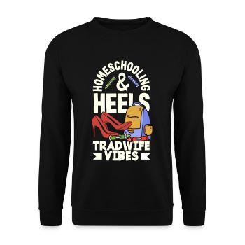 Classic Homeschool Mom Tradwife Homeschooling - Unisex Sweatshirt - black - Front - Alina (178cm) & Michal (187cm)