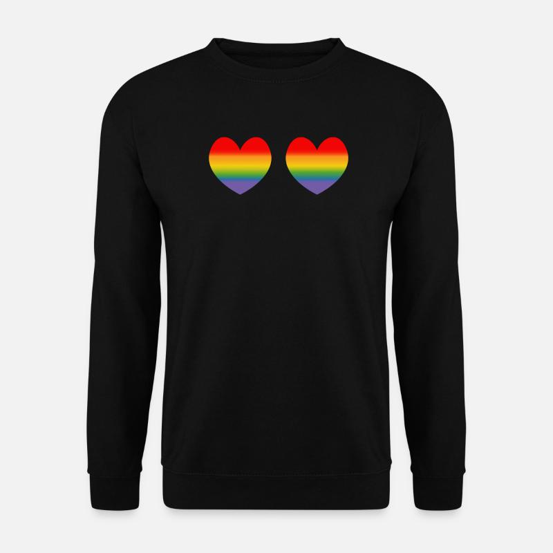 Zwei Regenbogenherzchen Verlauf - Unisex Pullover - Schwarz