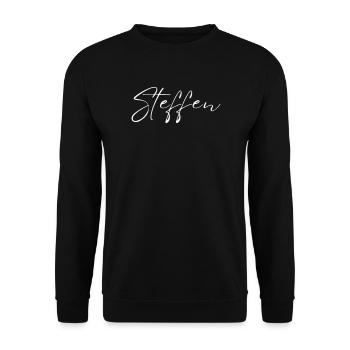 Steffen Name T-Shirt Geschenk Für Männer - Unisex Pullover - Schwarz - Vorne - Alina (178cm) & Michal (187cm)