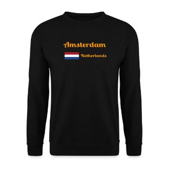 Amsterdam, Pays-Bas - Imprimés élégants - Sweat-shirt Unisexe - noir - Devant - Alina (178cm) & Michal (187cm)