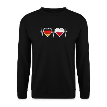 Allemagne Pologne Battement de cœur - Sweat-shirt Unisexe - noir - Devant - Alina (178cm) & Michal (187cm)