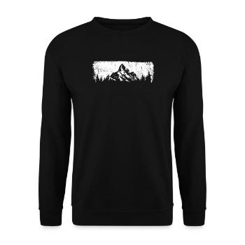 Majestätisches Berg-Silhouetten-Design - Unisex Pullover - Schwarz - Vorne - Alina (178cm) & Michal (187cm)