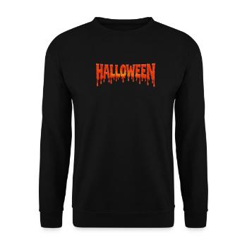 Dripping Halloween Schrift in Blutorange - Unisex Pullover - Schwarz - Vorne - Alina (178cm) & Michal (187cm)