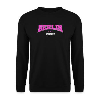Berlin College Style Germany Lettering Pink - Unisex Sweatshirt - black - Front - Alina (178cm) & Michal (187cm)