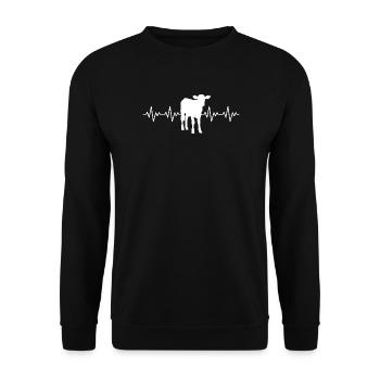 Bauer Kalb EKG Herzschlag - Unisex Pullover - Schwarz - Vorne - Alina (178cm) & Michal (187cm)