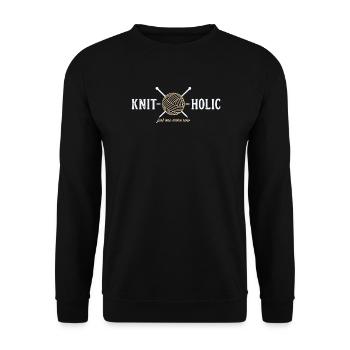 Chemise amusante KNIT-O-HOLIC pour les fans de tricot - Sweat-shirt Unisexe - noir - Devant - Alina (178cm) & Michal (187cm)