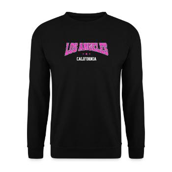 Los Angeles Neon City - Unisex Pullover - Schwarz - Vorne - Alina (178cm) & Michal (187cm)