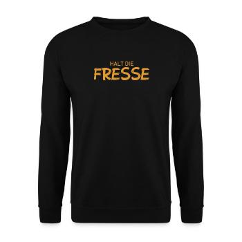 Halt die Fresse - Cooler Spruch - Unisex Pullover - Schwarz - Vorne - Alina (178cm) & Michal (187cm)