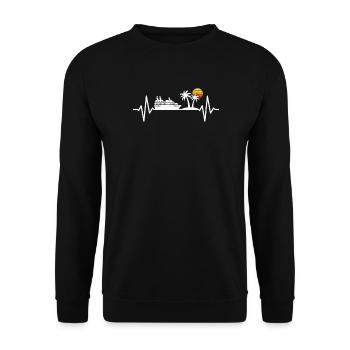 Cruise Ship Vacation Heartbeat - Unisex Sweatshirt - black - Front - Alina (178cm) & Michal (187cm)
