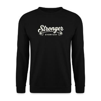 Stronger Everyday Barbell Gym Workout Retro - Unisex Sweatshirt - black - Front - Alina (178cm) & Michal (187cm)