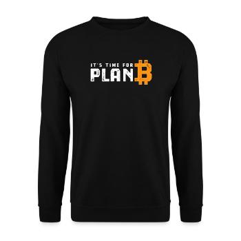 Bitcoin - It's time for Plan B - Krypto Geschenk - Unisex Pullover - Schwarz - Vorne - Alina (178cm) & Michal (187cm)