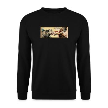 Opossum Beats God's Hand Funny Opossum Meme - Unisex Sweatshirt - black - Front - Alina (178cm) & Michal (187cm)
