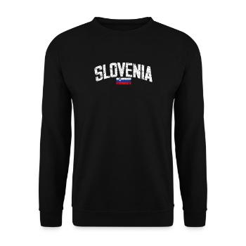 Slovenia - Grunge - National Flag - Slowenien - Unisex Pullover - Schwarz - Vorne - Alina (178cm) & Michal (187cm)