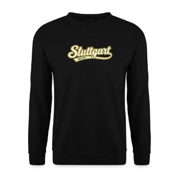 Stuttgart - Vintage Schrift - Deutschland - BW - Unisex Pullover - Schwarz - Vorne - Alina (178cm) & Michal (187cm)